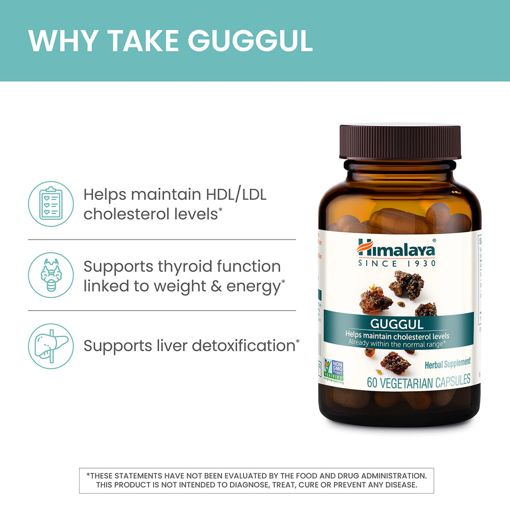 Himalaya Guggul cápsulas en manos indicando uso diario y conveniencia para rutina