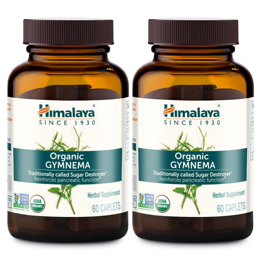 Himalaya envase frontal de Gymnema 700 mg con etiqueta orgánica y beneficios claros