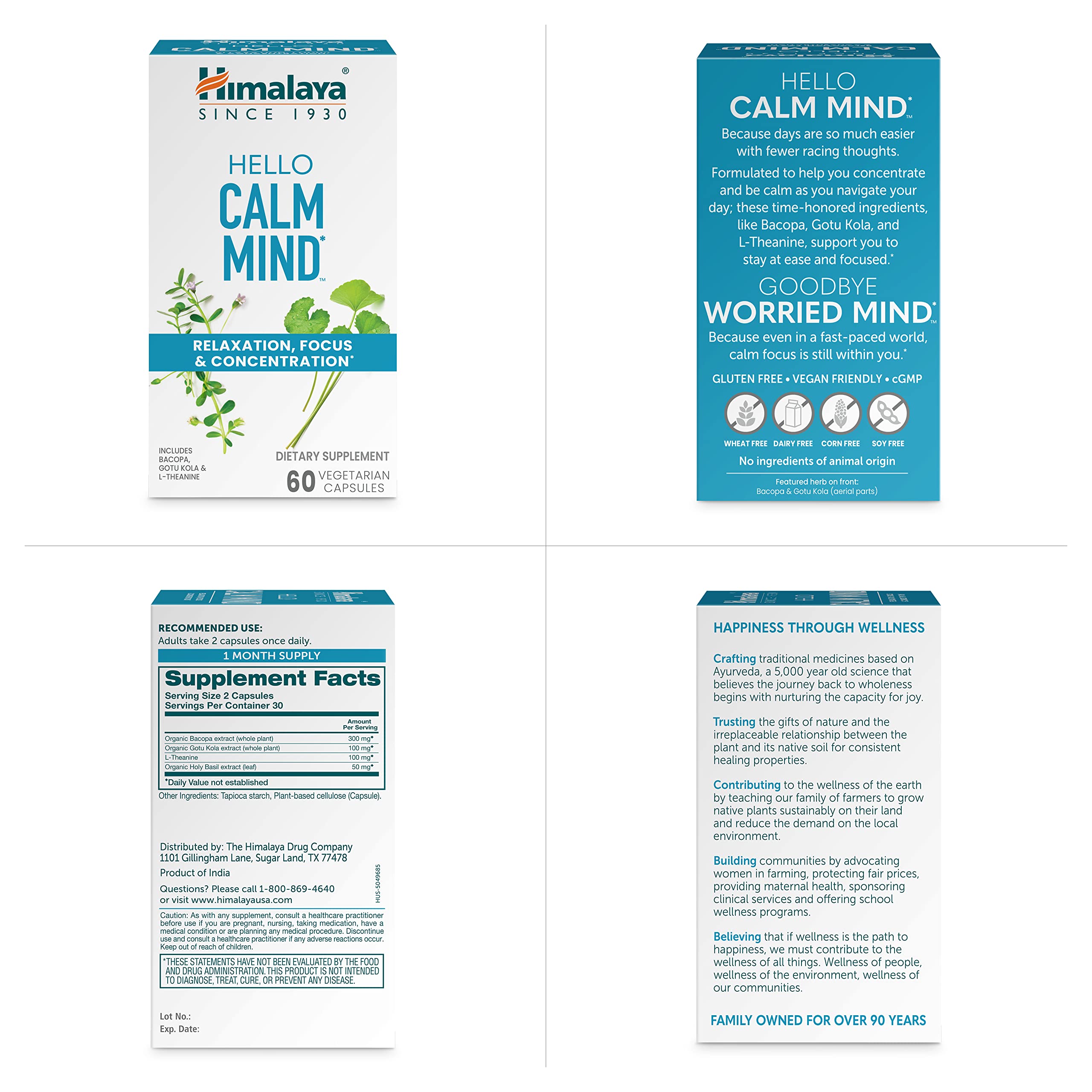 Himalaya conjunto de Bacopa y Gotu Kola ilustrando ingredientes naturales