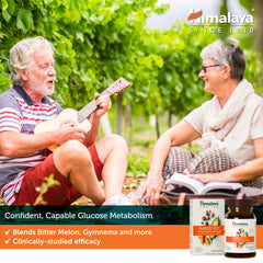 Himalaya ingredientes melón amargo y gymnema en primer plano para soporte natural