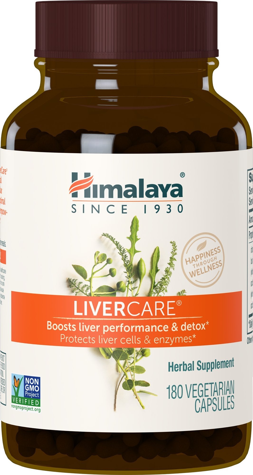 Himalaya LiverCare envase frontal mostrando marca y cantidad, claridad de presentación