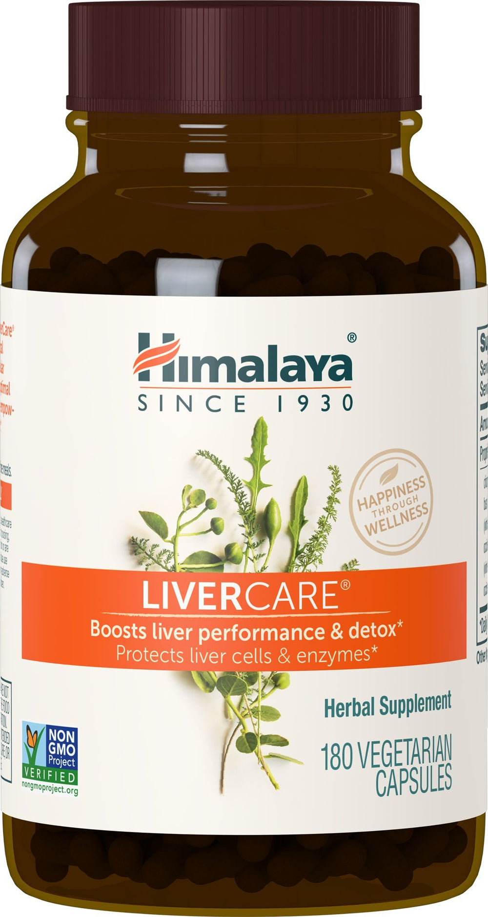 Himalaya LiverCare envase frontal mostrando marca y cantidad, claridad de presentación