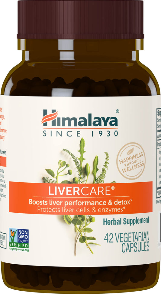 Himalaya LiverCare vista frontal del envase con beneficios visibles