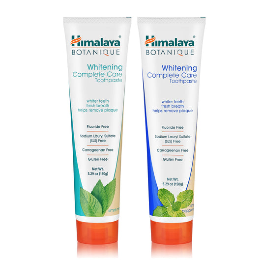 Himalaya pack dos unidades frontal mostrando diseño y beneficio blanqueante