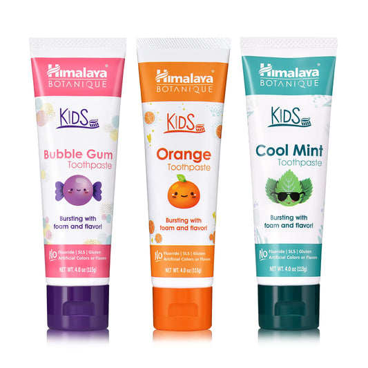 Himalaya packaging frontal del pack triple mostrando los tres sabores y el beneficio de suavidad