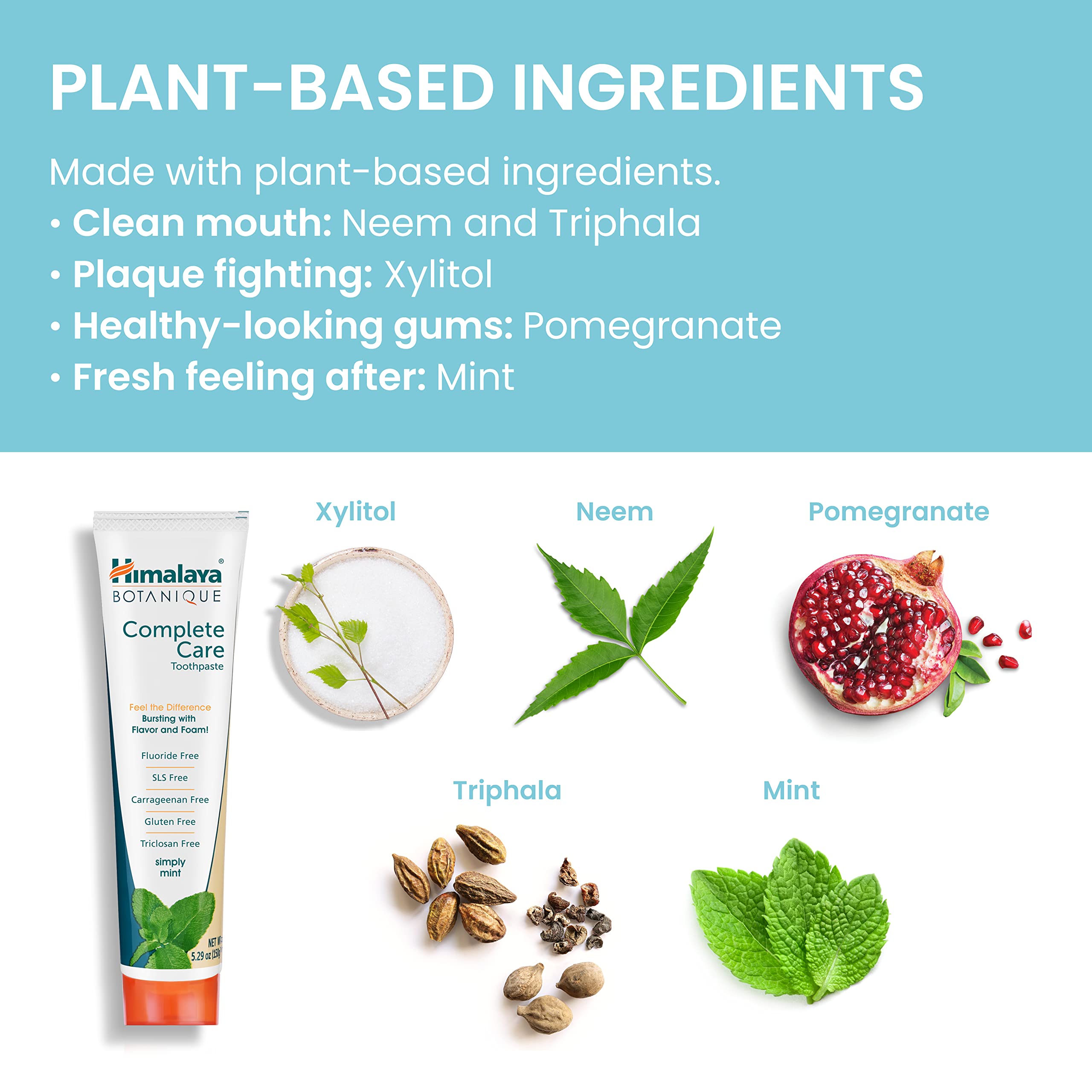 Himalaya pasta dental en baño indicando uso diario práctico