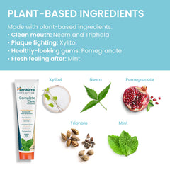 Himalaya pasta dental en baño indicando uso diario práctico