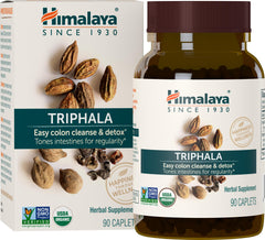 Himalaya Triphala vista frontal del envase, apoyo digestivo claro