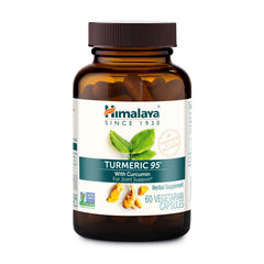 Himalaya Turmeric 95 vista frontal del envase con texto claro y beneficios