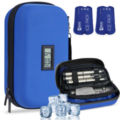 HIMDUZE estuche frontal azul mostrando cierre seguro y portabilidad