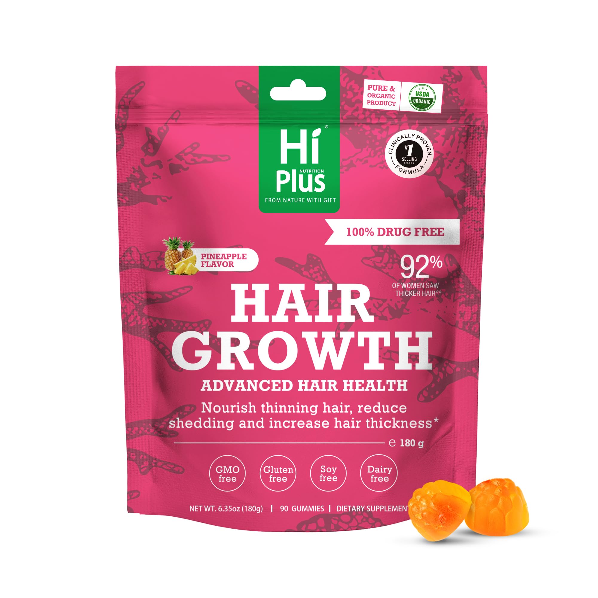 HiPlus gominolas en botella con sabor piña para uso diario