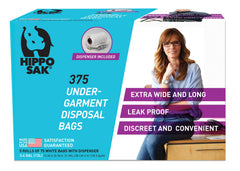 Hippo Sak frente del empaque mostrando la marca y cantidad, ofrece confianza