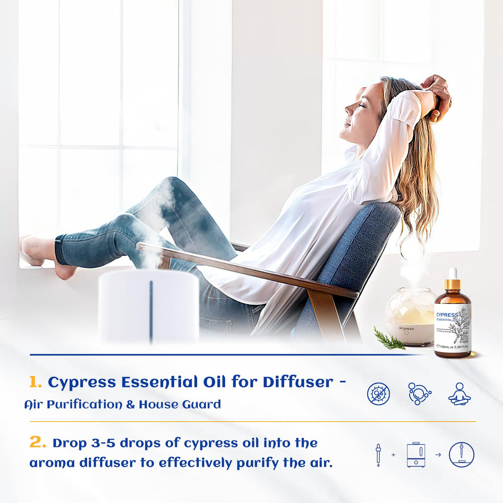 HIQILI aceite ciprés para productos caseros de limpieza y cuidado.