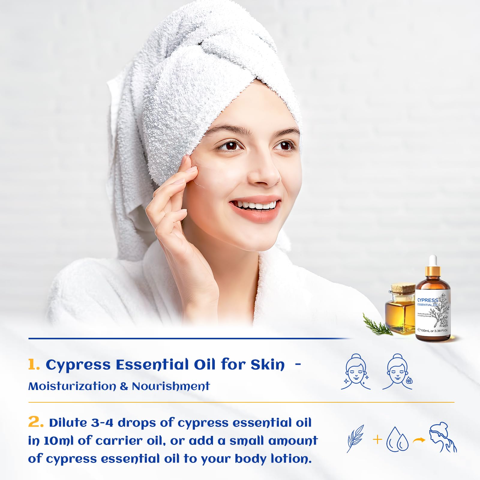 HIQILI aceite ciprés para masaje relajante en casa.