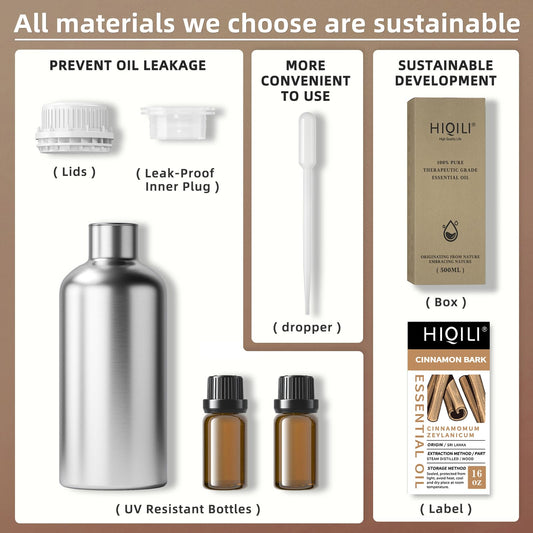 HIQILI aceite esencial de canela para difusor, aroma cálido que mejora el ambiente.