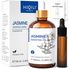 HIQILI aceite de jazmín frontal mostrando envase y beneficio dosificación