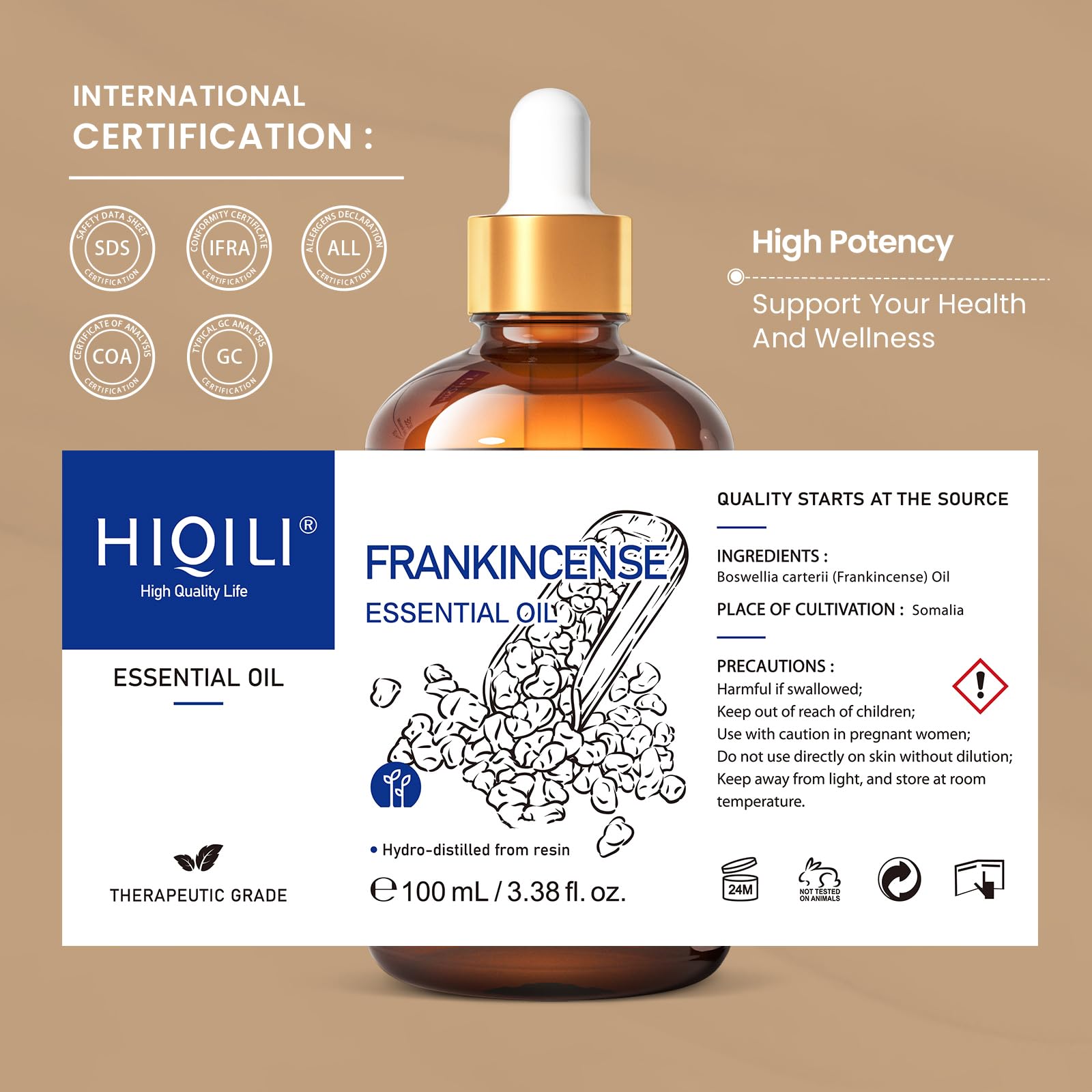 HIQILI frasco en mano indica tamaño real y facilidad de transporte