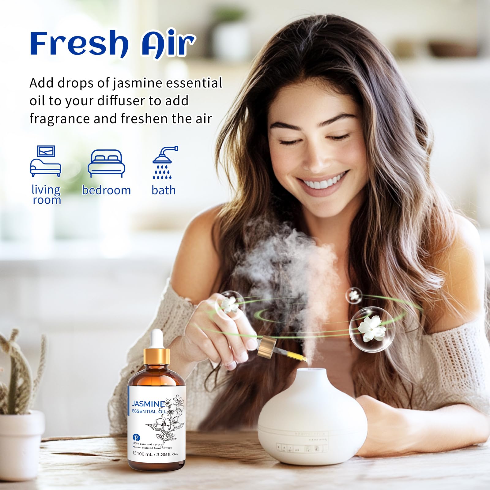 HIQILI Jazmín Aceite Esencial para perfume: fragancia suave y duradera