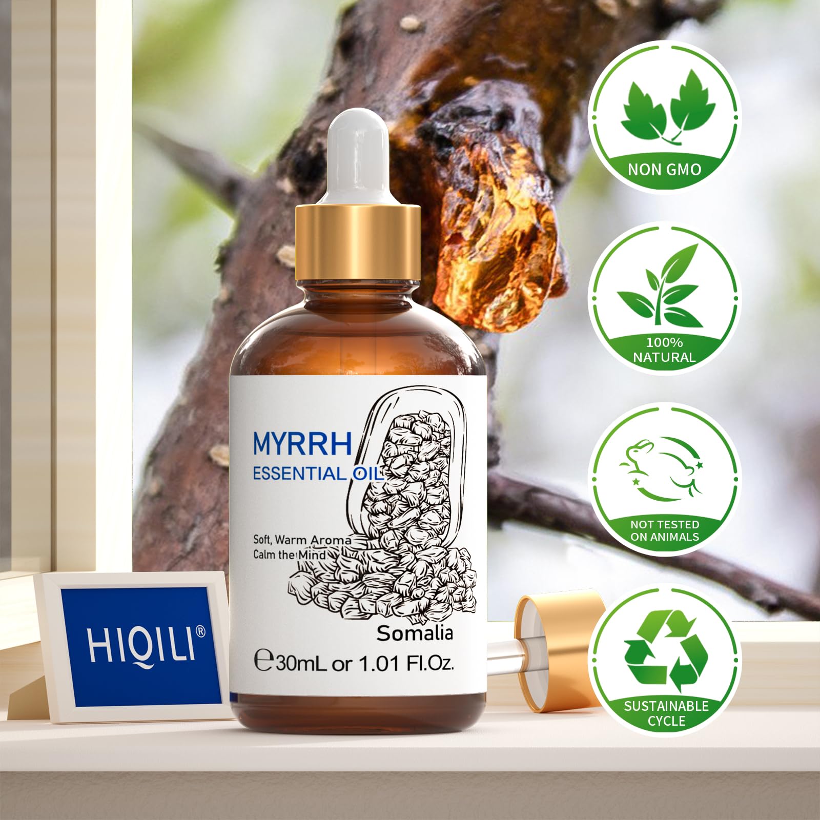 HIQILI Mirra Aceite Esencial: usos caseros para aromaterapia y cuidado personal.