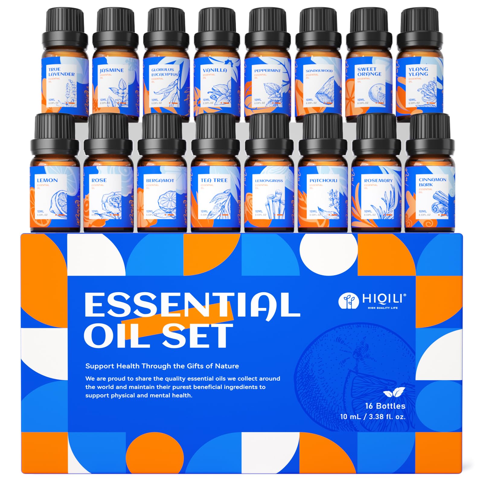HIQILI pack frontal con 16 aceites esenciales, variedad para aromaterapia