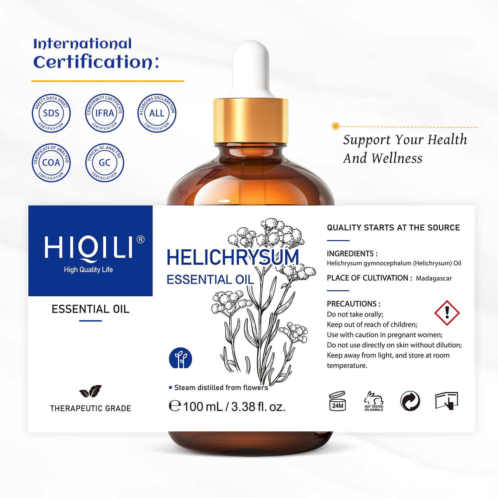 HIQILI frasco 10ml junto a moneda para comparar tamaño y portabilidad