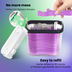 HIROJOY interior con floss picks apilados para recarga rápida
