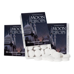 Historical Remedies Moon Drops vista frontal del envase y etiqueta, práctico para noche