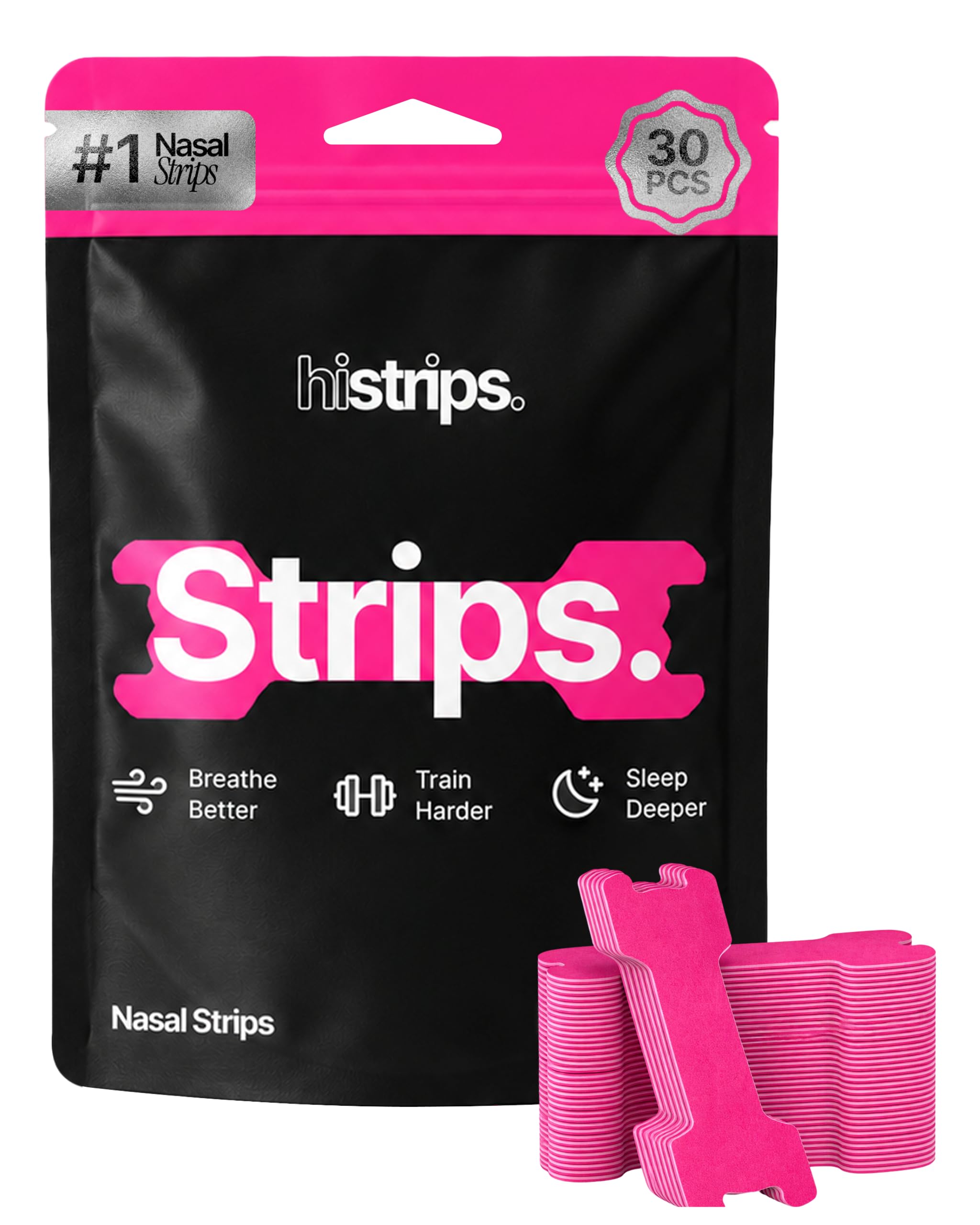 histrips empaque frontal rosa mostrando 30 unidades y beneficio de resistencia