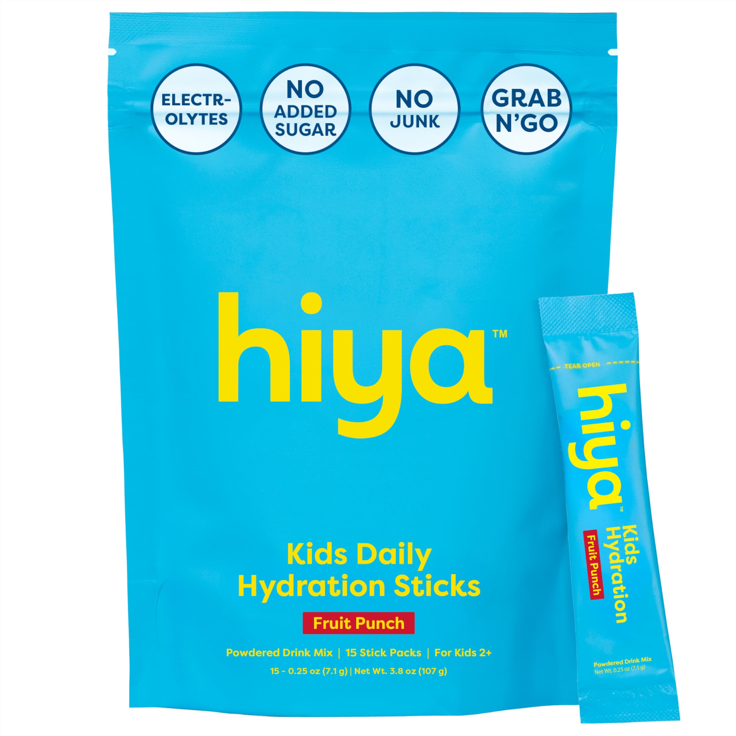 HIYA empaque frontal mostrando 15 sobres y beneficio conveniencia
