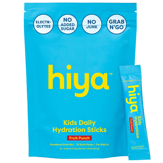 HIYA empaque frontal mostrando 15 sobres y beneficio conveniencia