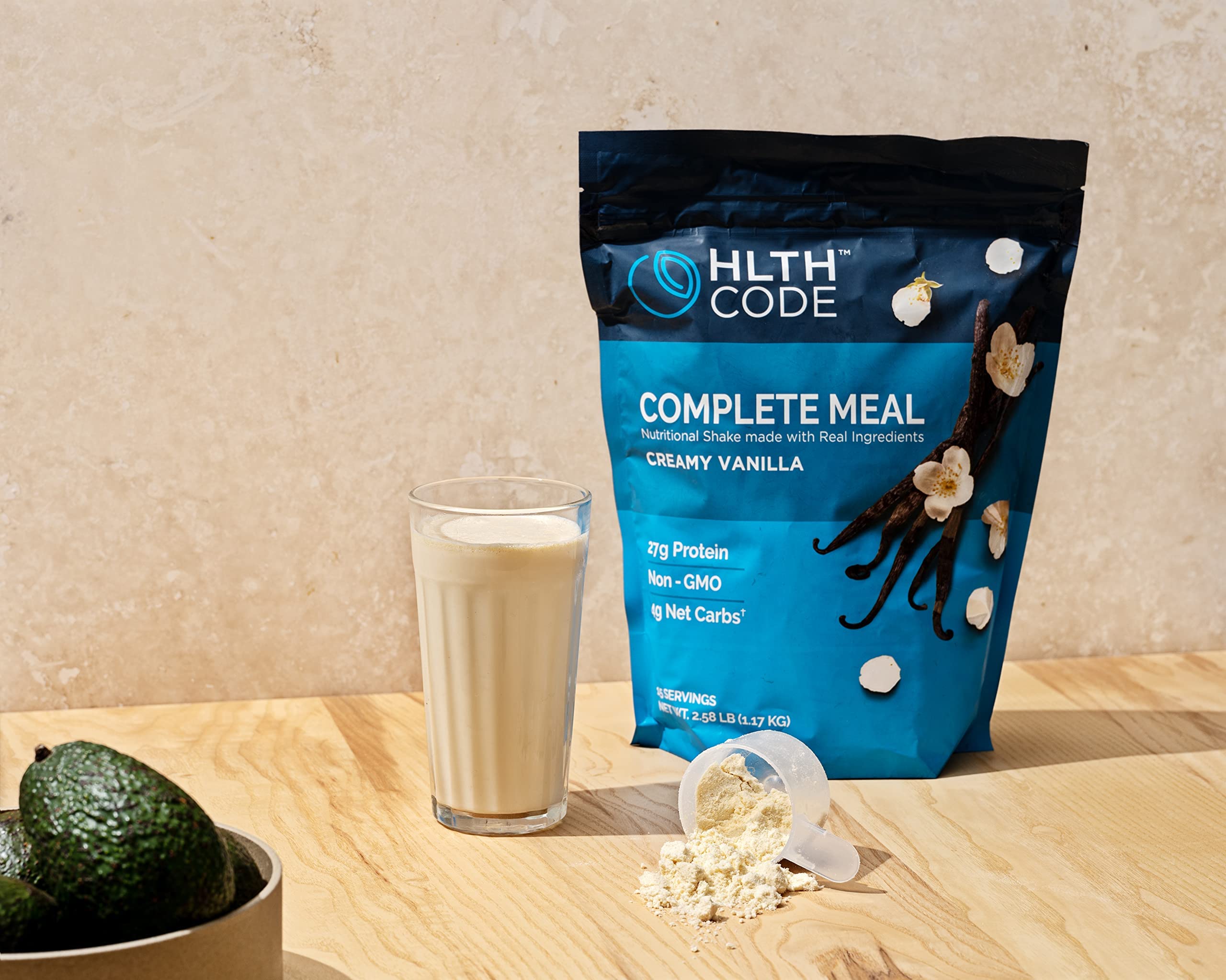 HLTH CODE ingredientes como colágeno y probióticos visibles y naturales