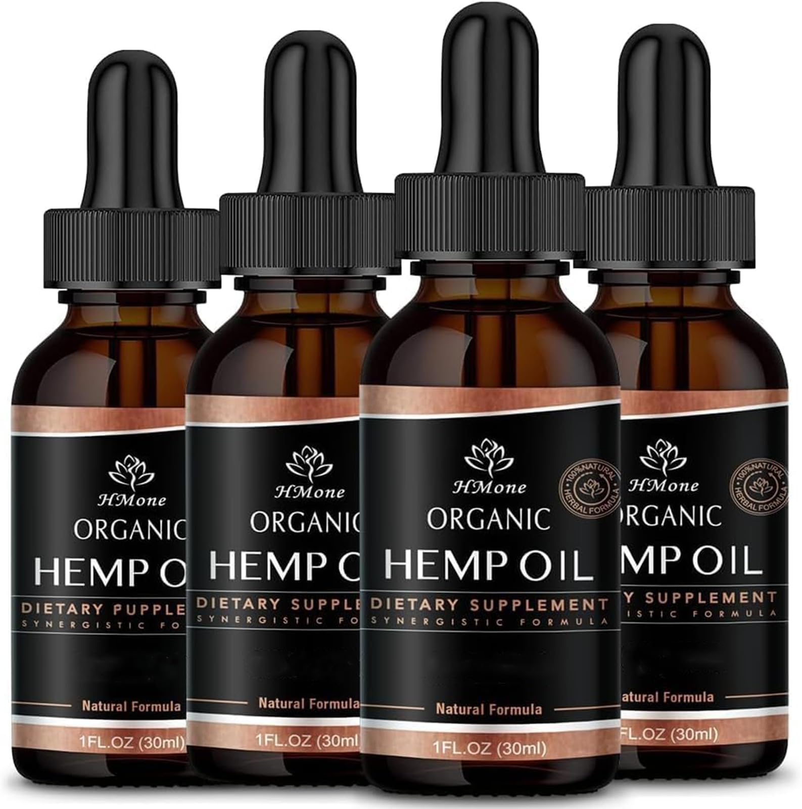 HMone aceite de cáñamo frontal, envase claro y etiqueta orgánica beneficio pureza