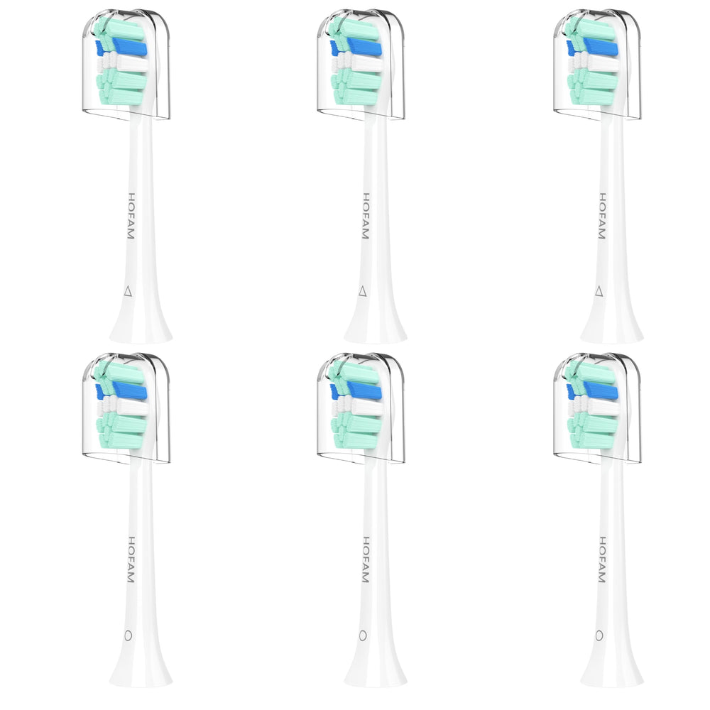 HOFAM vista frontal del pack de 6 cabezales compatible con Philips Sonicare, reemplazo fiable