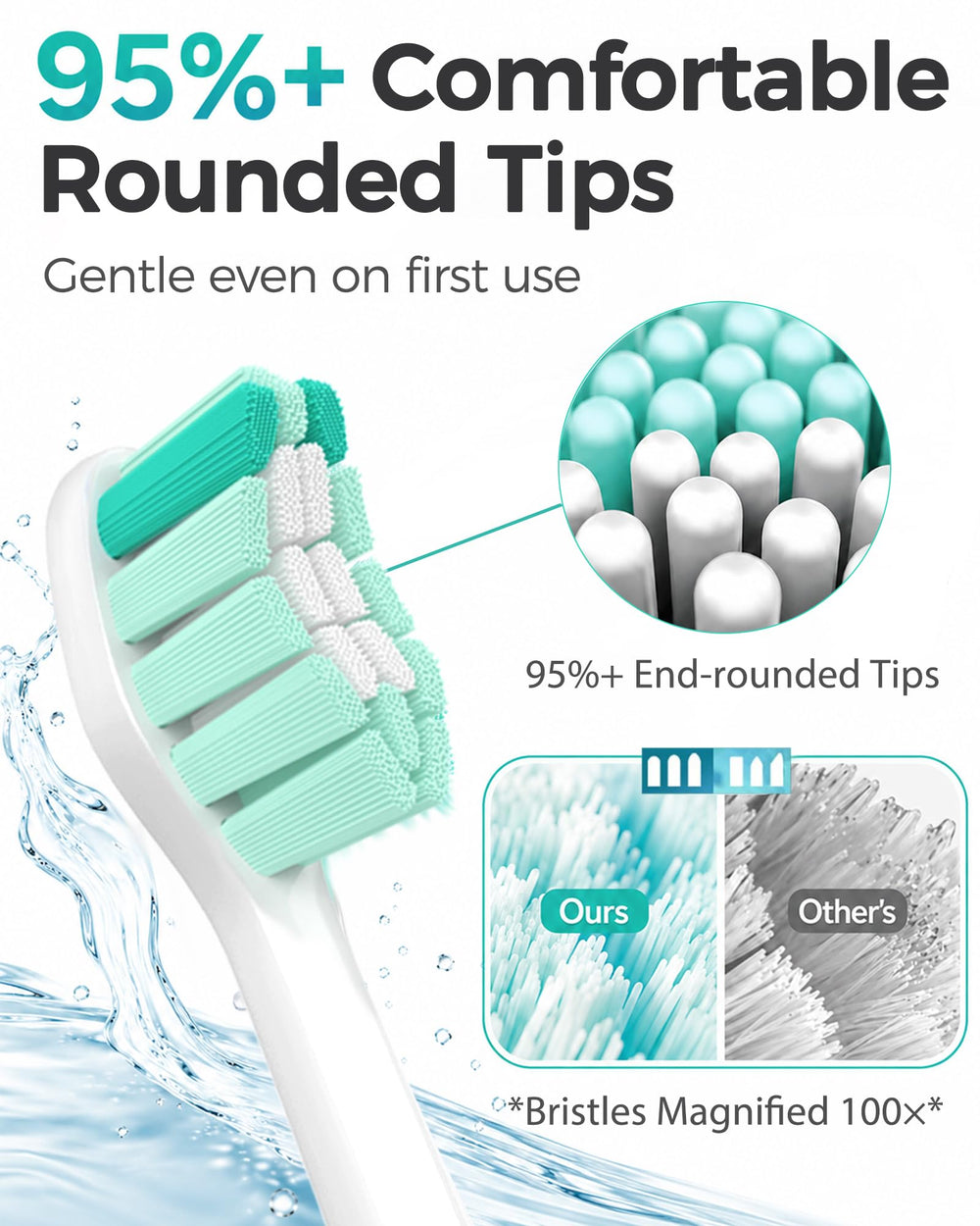 HOFAM cabezal en uso sobre mango Philips Sonicare demostrando encaje seguro