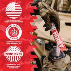 HOIST polvo en primer plano, textura fina que se disuelve rápidamente para rehidratación