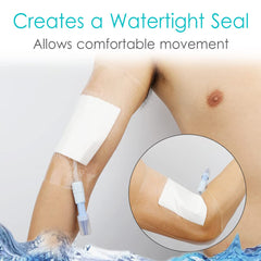 Hola Health protector en brazo cubriendo PICC line con discreción