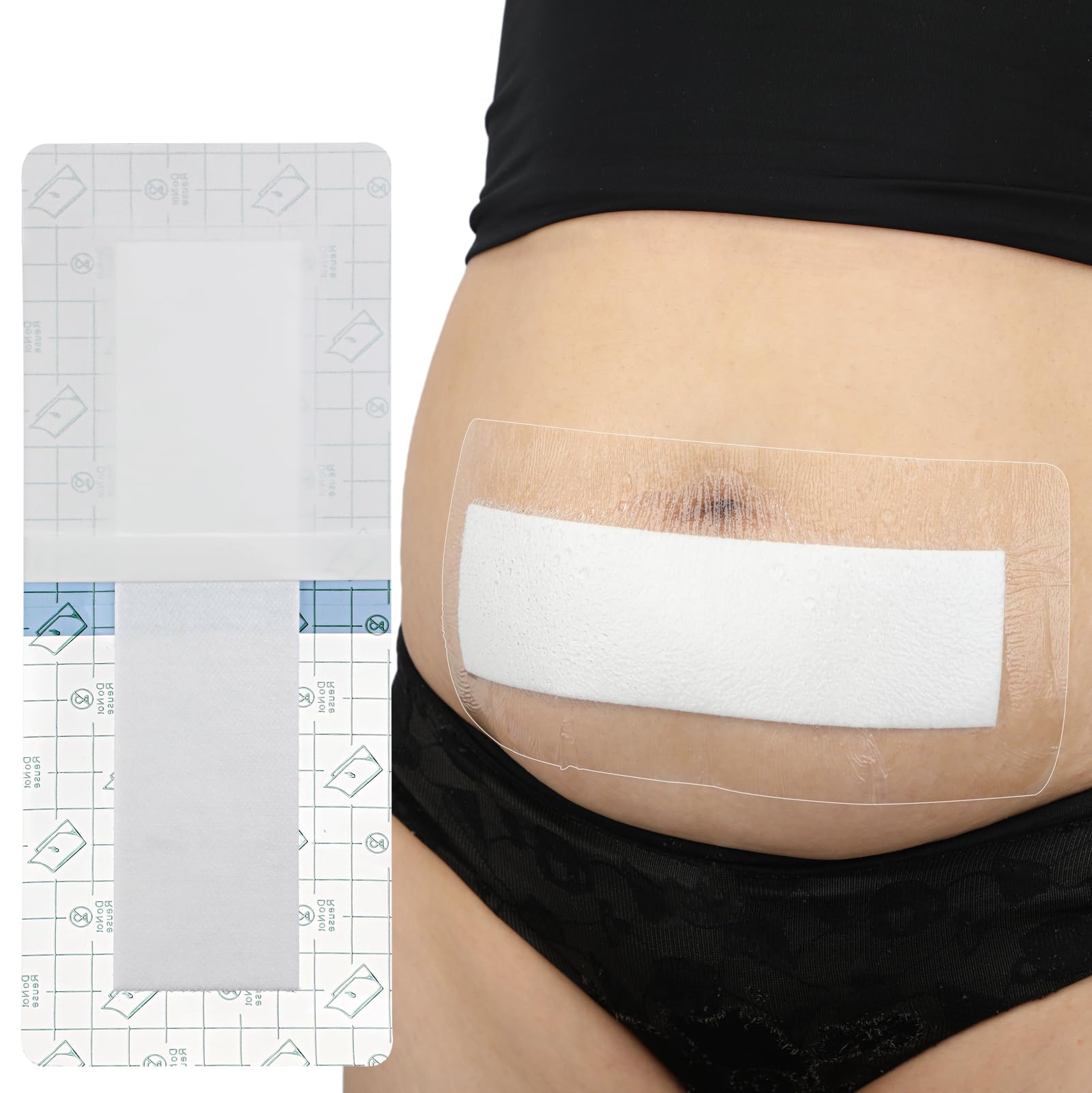 Hola Health empaque frontal mostrando protector impermeable, facilita ducharse seguro