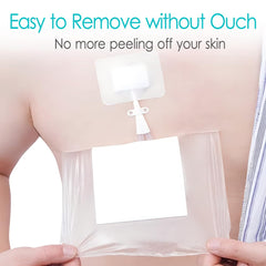 Hola Health protector colocado en paciente durante la ducha, mantiene la herida seca