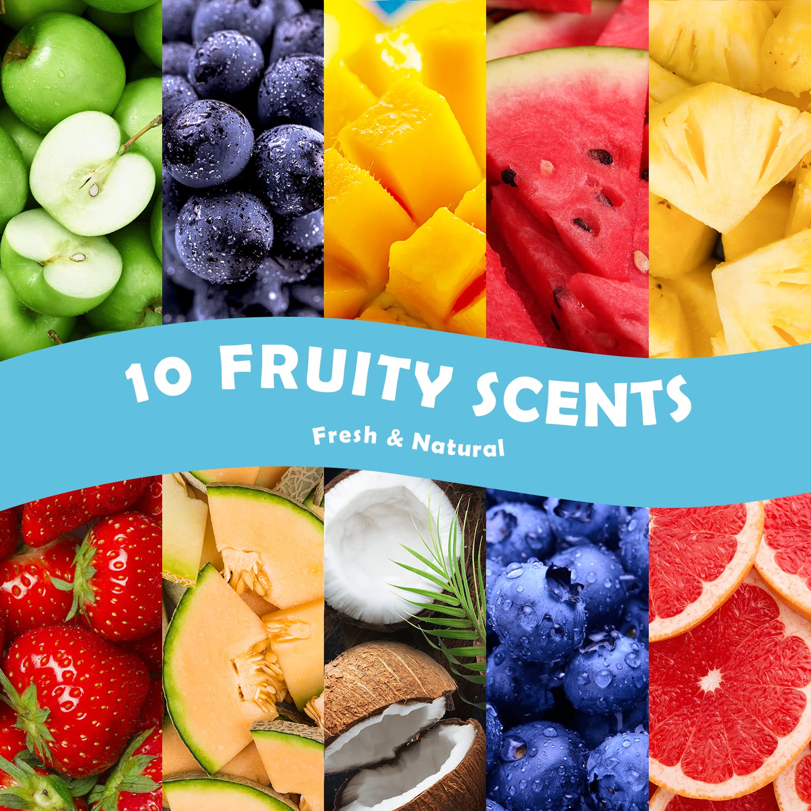 Holamay detalle de etiquetas con nombres de aromas, identificación fácil