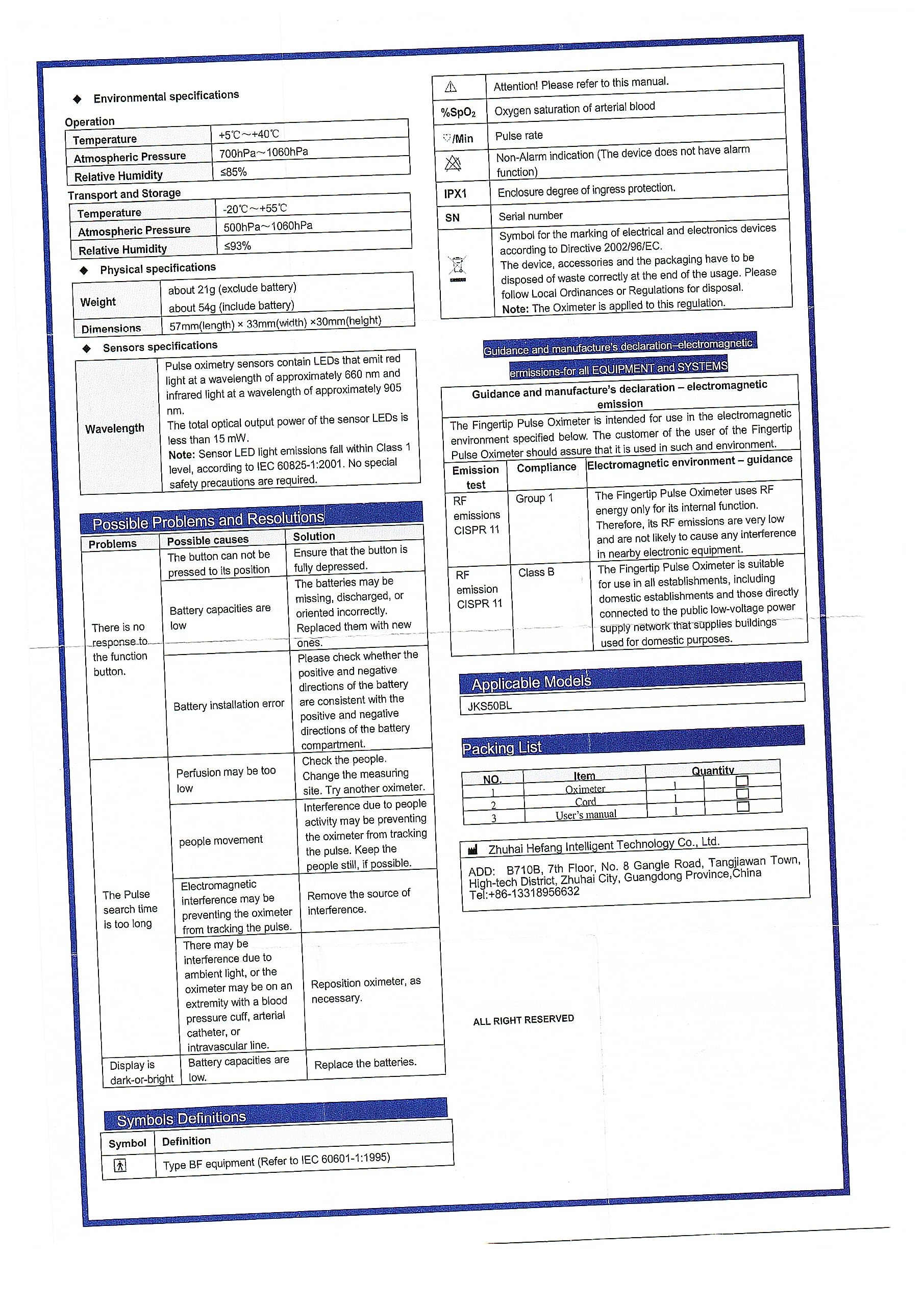 HOLFENRY etiqueta informativa con especificaciones y accesorios