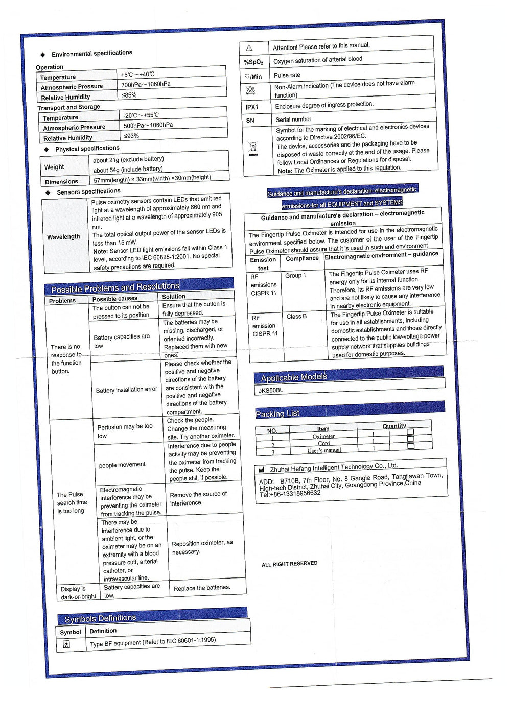 HOLFENRY etiqueta informativa con especificaciones y accesorios