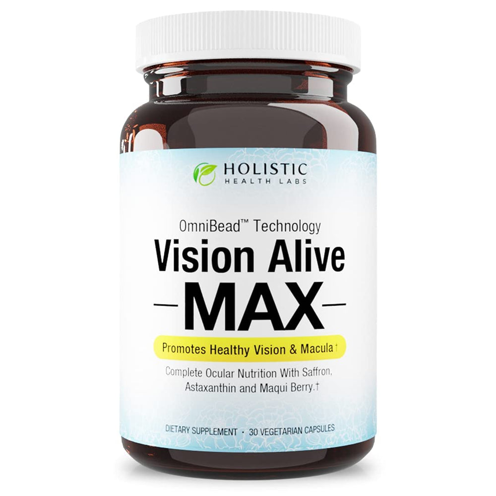 Holistic Health Labs envase frontal de Vision Alive Max mostrando diseño y dosis