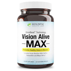 Holistic Health Labs envase frontal de Vision Alive Max mostrando diseño y dosis