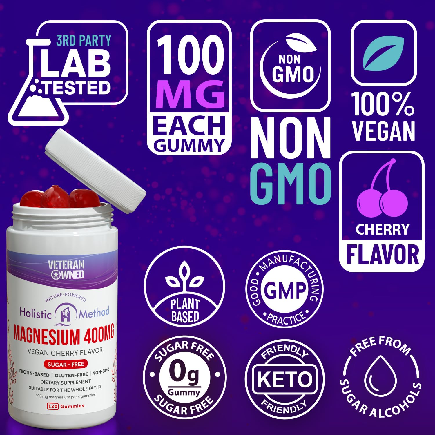 Etiqueta Holistic Method con información nutricional y certificaciones visibles
