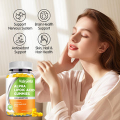 HOLLEGEND etiqueta con información de ALA 1000mg y biotina