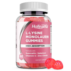 HOLLEGEND frente del envase mostrando 60 gomitas y sabor durazno