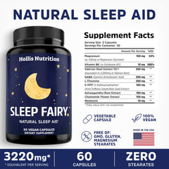 Hollis Sleep Fairy etiqueta con lista de ingredientes para transparencia y confianza
