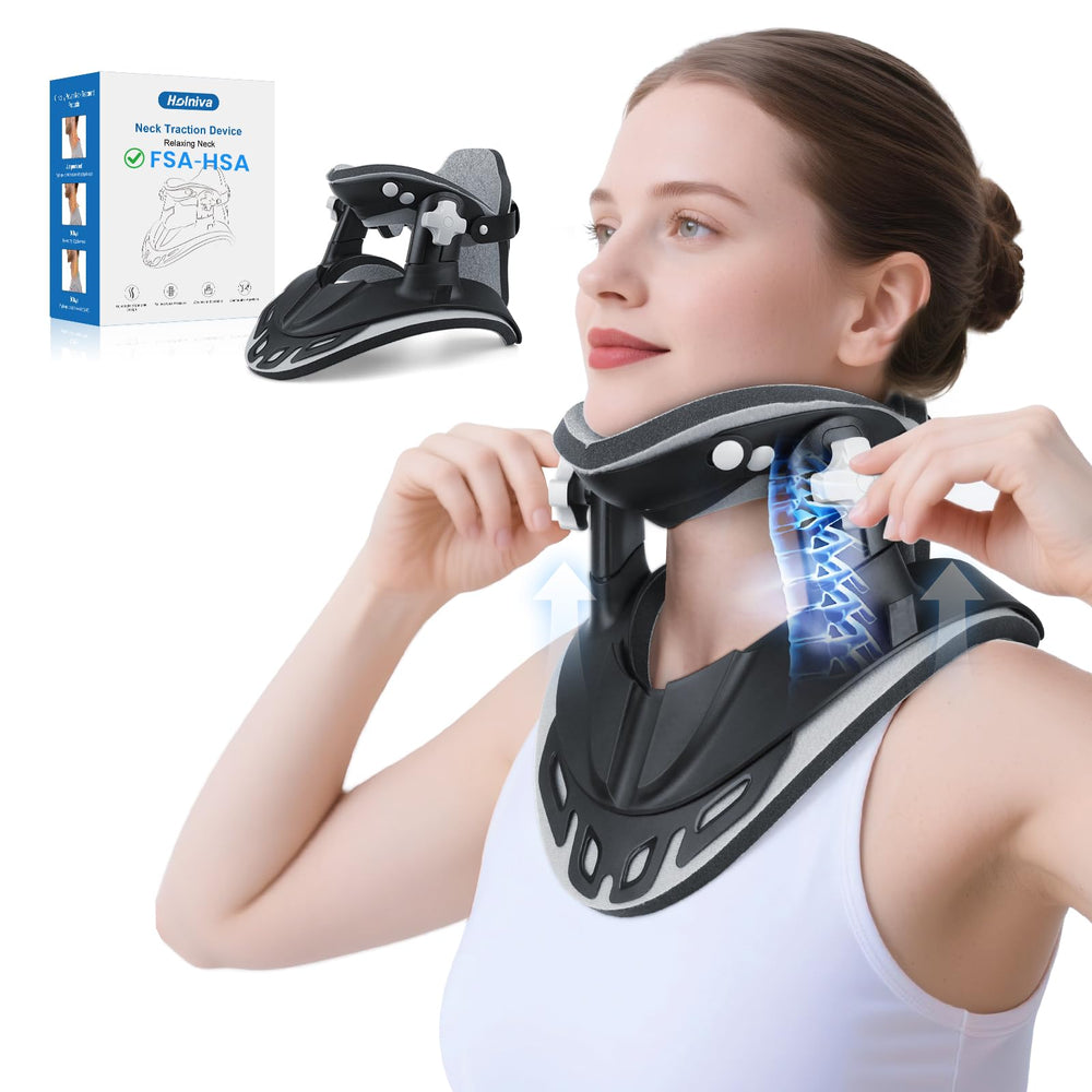 Holniva vista frontal del collar mostrando ajuste ergonómico y soporte cómodo