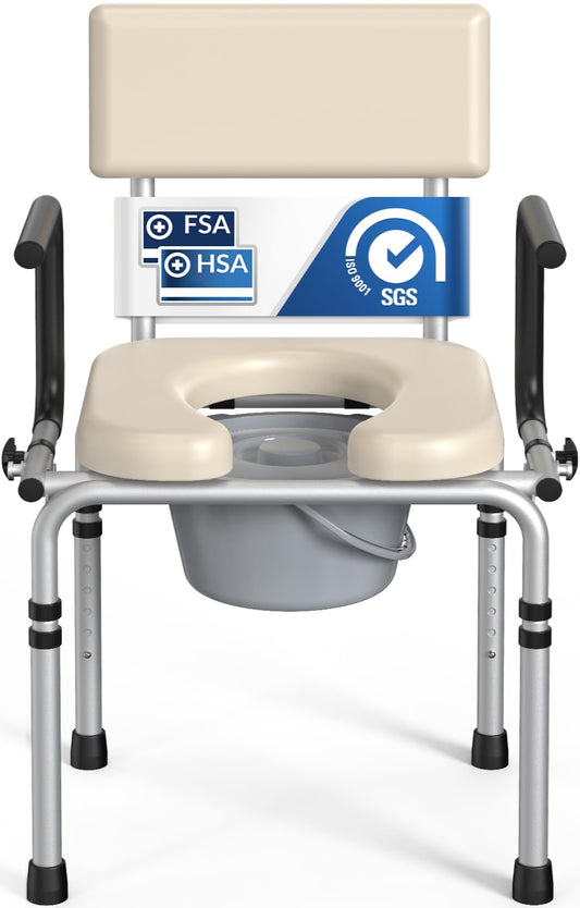 HOLYHEAL vista frontal de la commode portátil con estructura robusta y confort