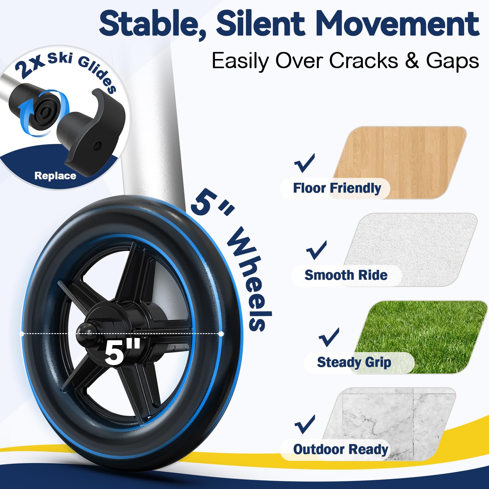 HOLYHEAL patines traseros con pelota de tenis protegiendo el suelo
